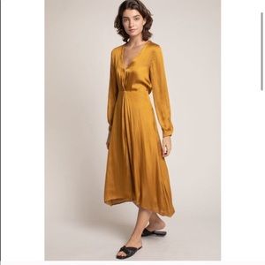 Grade & Gather Satin Midi Dress Mustard Sz S